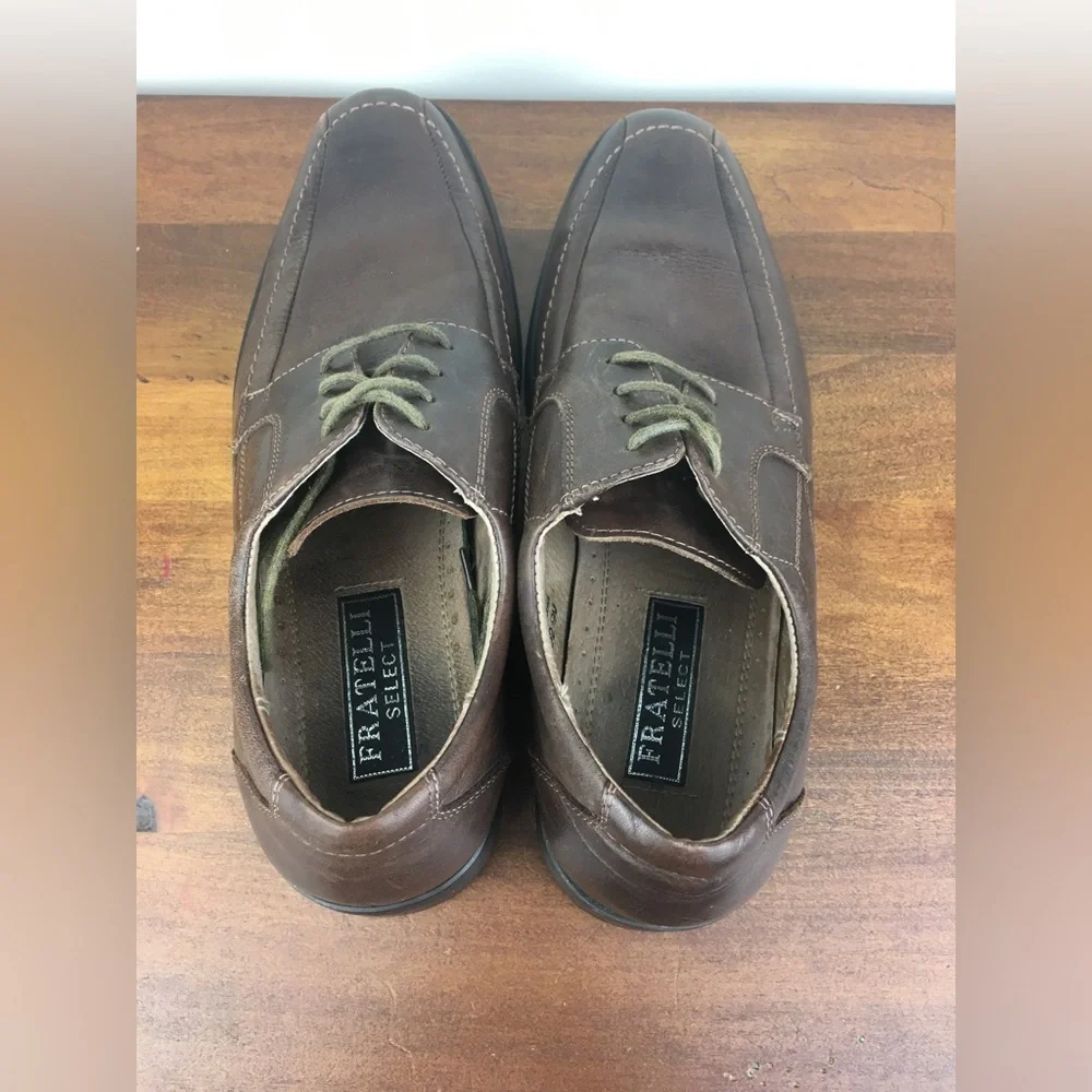 Fratelli Select Men’s Dress Shoes Almond Toe Size 9M Brown Genuine Leather.
